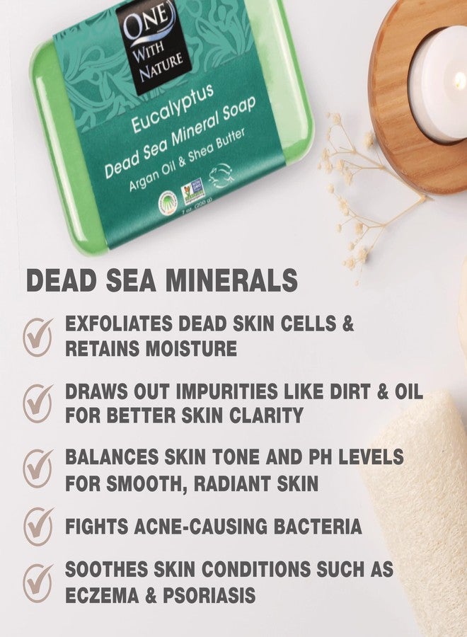 One With Nature Eucalyptus Soap 7oz 3-Pack – Rejuvenating and Exfoliating Soap Bar with Dead Sea Salt for Face & Body, for Men & Women - Image 2